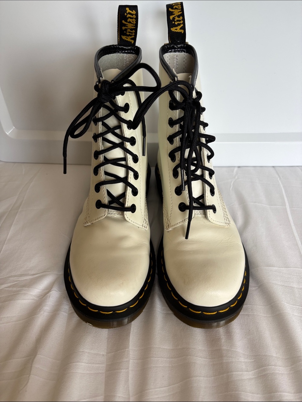 Dr. Martens 2 pr Black Floral Pascal 1460 and White Leather Lace-Up Boots SZ 7 - Picture 10 of 15